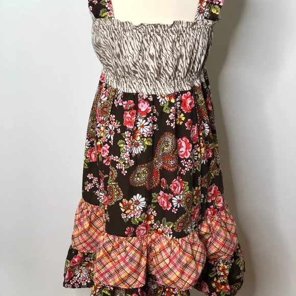 Vintage Couture Tiered apron mix print dress - Picture 2 of 3